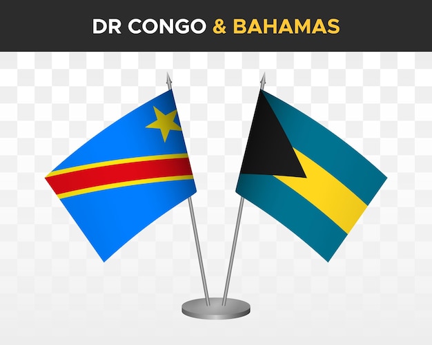 Plik wektorowy demokratyczna republika konga dr vs bahamy flagi biurko makieta na białym tle ilustracja wektorowa 3d