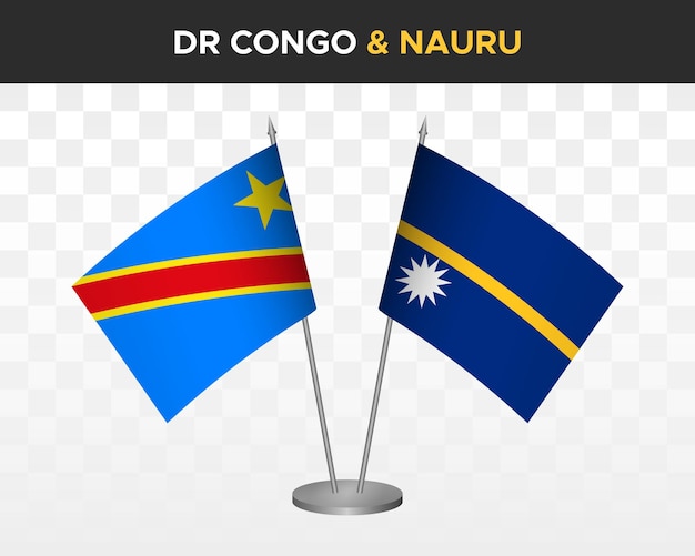 Demokratyczna Republika Konga Dr Vs Nauru Flagi Na Biurko Makieta Na Białym Tle Ilustracja Wektorowa 3d