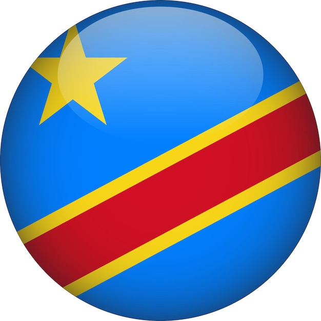 Plik wektorowy demokratyczna republika konga zaokrąglony przycisk 3d z flagą
