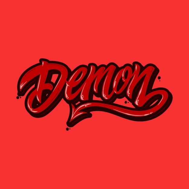 Demon Typografia Napis Wektor Logo