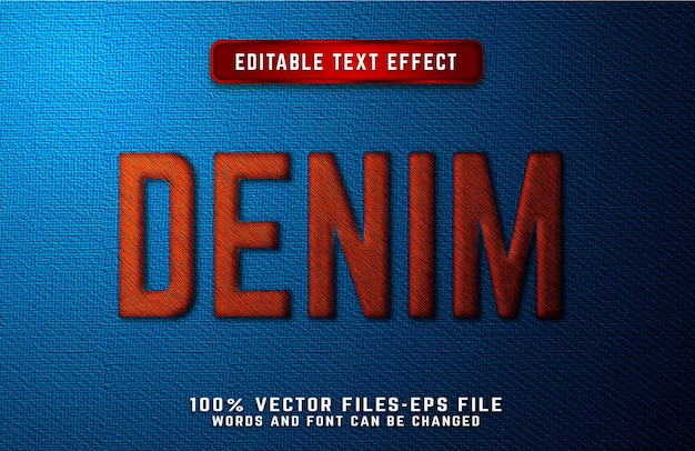 Denim 3d Realistyczne Wektory Premium Z Efektem Tekstu