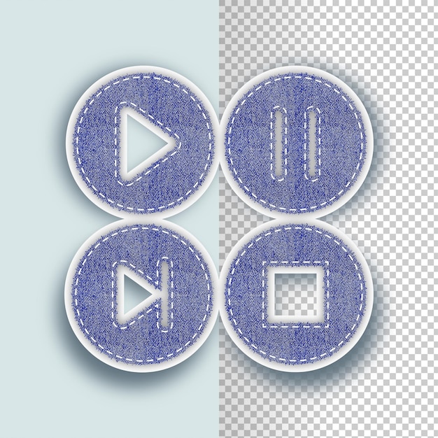 Denim Texture Play Pause i Stop Icon z edytowalnym tłem