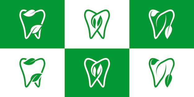 Dental I Liść Logo Ikona Ilustracja Wektorowa