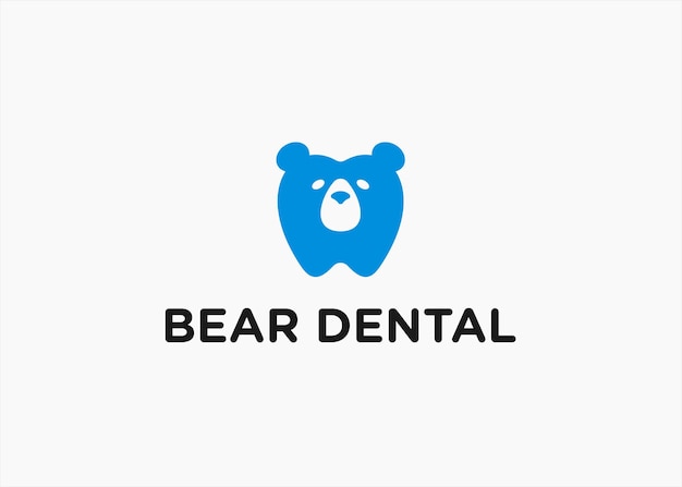 Dentysta Z Niedźwiedziem Logo Projekt Ilustracji Wektorowych Na Białym Tle