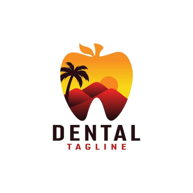 Dentystyczne Z Ilustracja Projekt Logo Kształt Jabłka Premium Wektorów