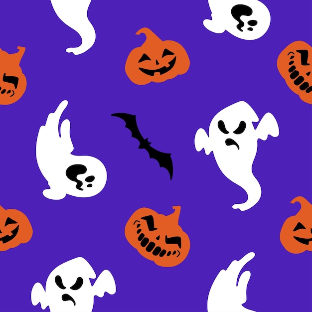 Deseń duchy i dynie na Halloween Zestaw strasznych sylwetek na Halloween Straszne dynie straszne duchy