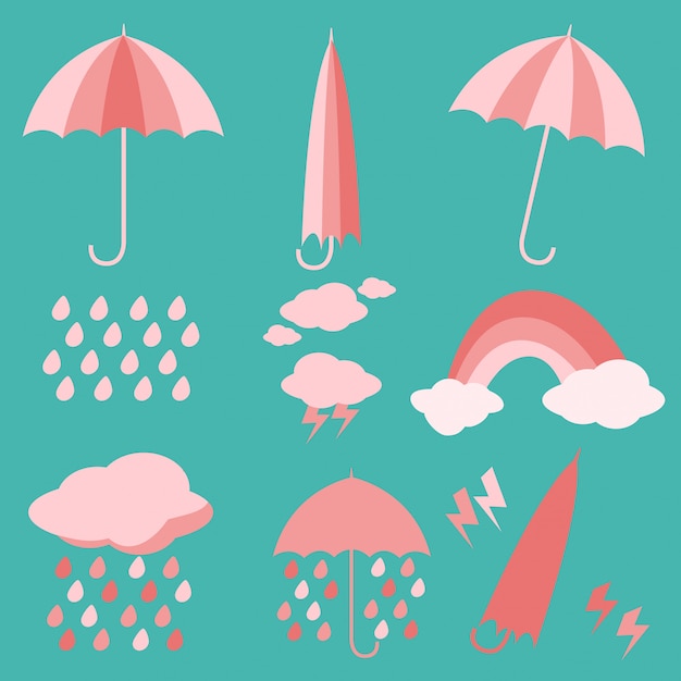 Deszcz Vector Umbrella Płynny Wzór