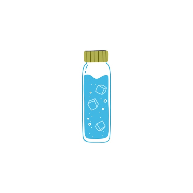 Detox woda doodle modna butelka wektor aqua równowaga koncepcja