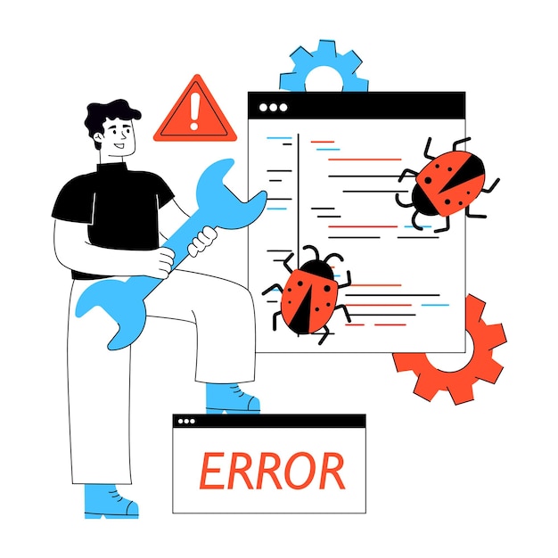 Developer Debugging Software Code and Fixing Errors