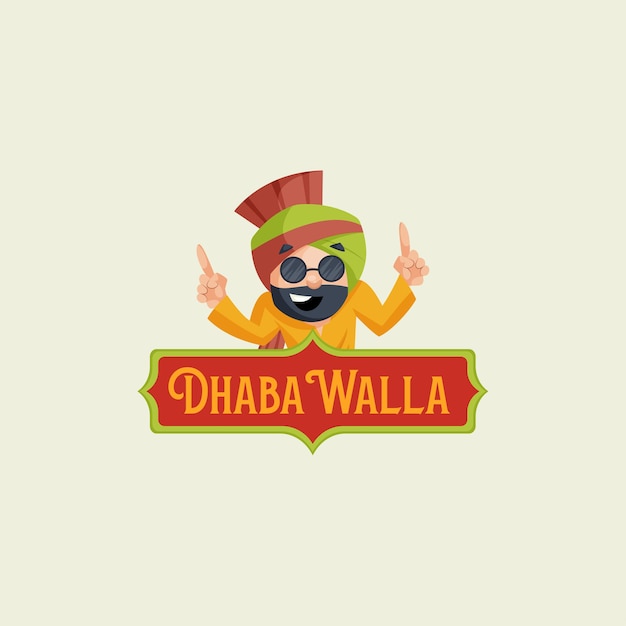 Dhaba Walla Indian Wektor Maskotka Logo Szablon