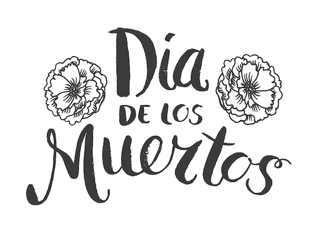 Dia De Los Muertos Day Of The Dead Wektor Plakat Lub Karta Z Hiszpańskim Napisem Tekstowym Ilustracja Ręcznie Rysowane