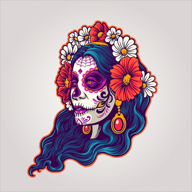 dia de los muertos dziewczyna i kwiat