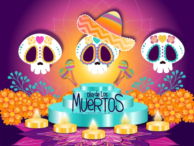 Dia de los Muertos wektor projekt karty plakatu banerowego