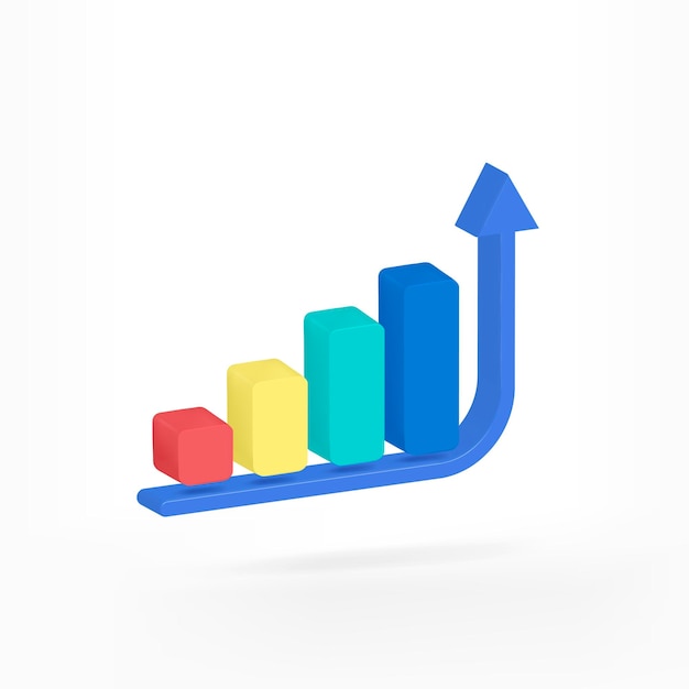 Plik wektorowy diagram analityczny ilustracji 3d histogram ze strzałką w górę na smartfonie