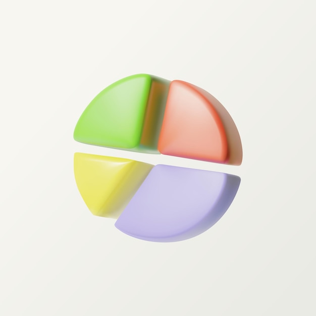 Plik wektorowy diagram kołowy ikona 3d izolowany obiekt na białym tle