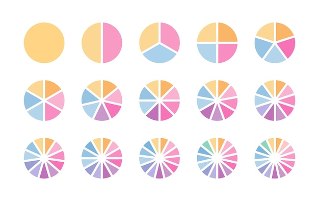 Diagram Kołowy Przekroju Kołowego Zestaw Kolorowych Segmentów I Wycinków Okrągły Schemat Z Sektorami