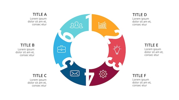 Plik wektorowy diagram kołowy wektor infografika szablon prezentacji wykres 6 opcji kroków