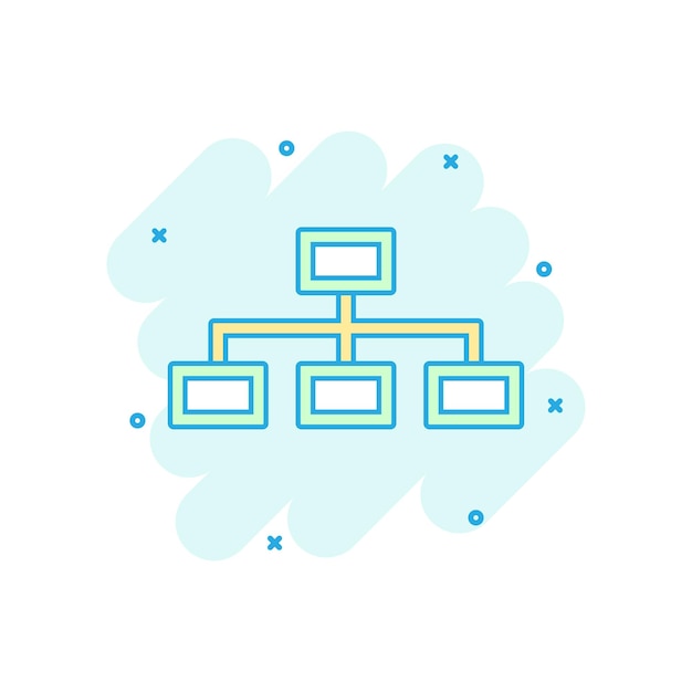 Plik wektorowy diagram struktury wektorowej w stylu komiksowym ikona ilustracji znaku organizacji wykresu piktogram koncepcja efektu splash biznesu struktury