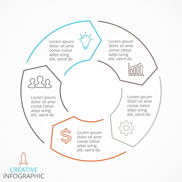 Plik wektorowy diagram strzałek okrągłych infografika z 5 krokami i opcjami