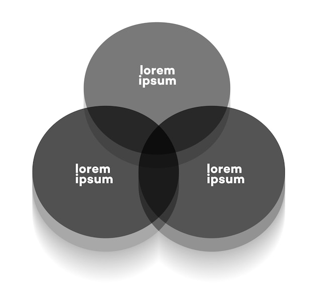 Plik wektorowy diagram venna szablon wykresu trzy koła w stylu szkła 3d