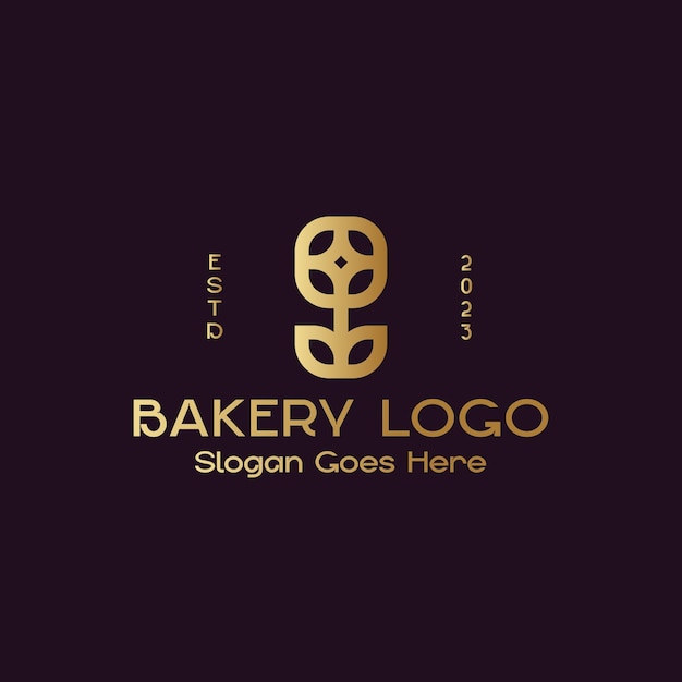 Diamentowe klejnoty kwiatowe pszenicy Premium Bakery Logo Design