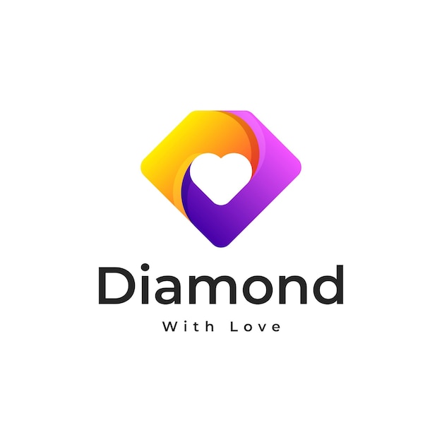 Diamond Love Jewellery Gradient Kolorowy Logo Vector Design