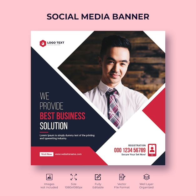 Digital Business Marketing Social Media Banner Lub Square Flyer Szablon Projektu