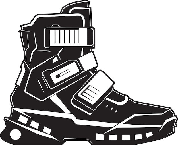 Digital Dash Hi Tech Boots w Vector Black Logo Icon CyberStrides Łagodny projekt logo Sci Fi Boots