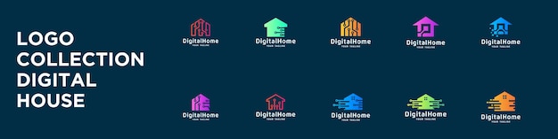 Plik wektorowy digital home vector logo design collectiontechnologianauka