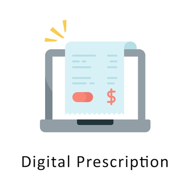 Digital Prescription Vector Flat Icon Design ilustracja Symbol na białym tle EPS 10 Plik
