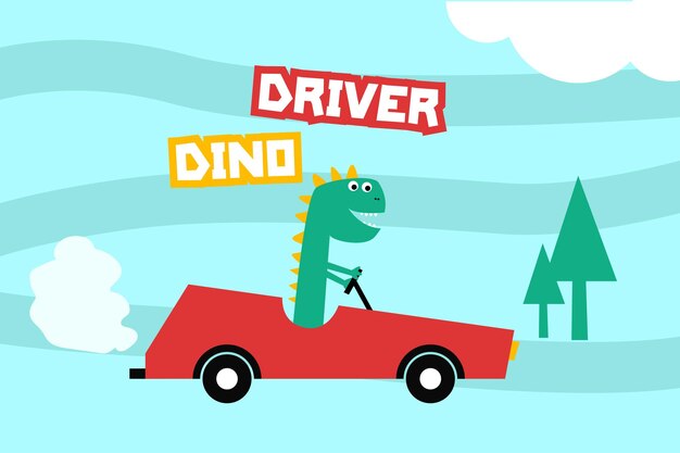 Plik wektorowy dino wektor na ilustracja koncepcja kreskówka samochód