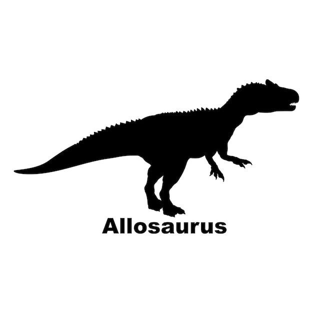 Dinosaur Allosaurus sylwetka Monogram dinozaura Typy dinozaurów Nazwy dinozaury rasy wektor