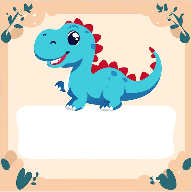 Plik wektorowy dinosaur flashcard przedszkolny arkusz ramka ręcznie narysowana płaska stylowa naklejka kreskówkowa koncepcja ikony
