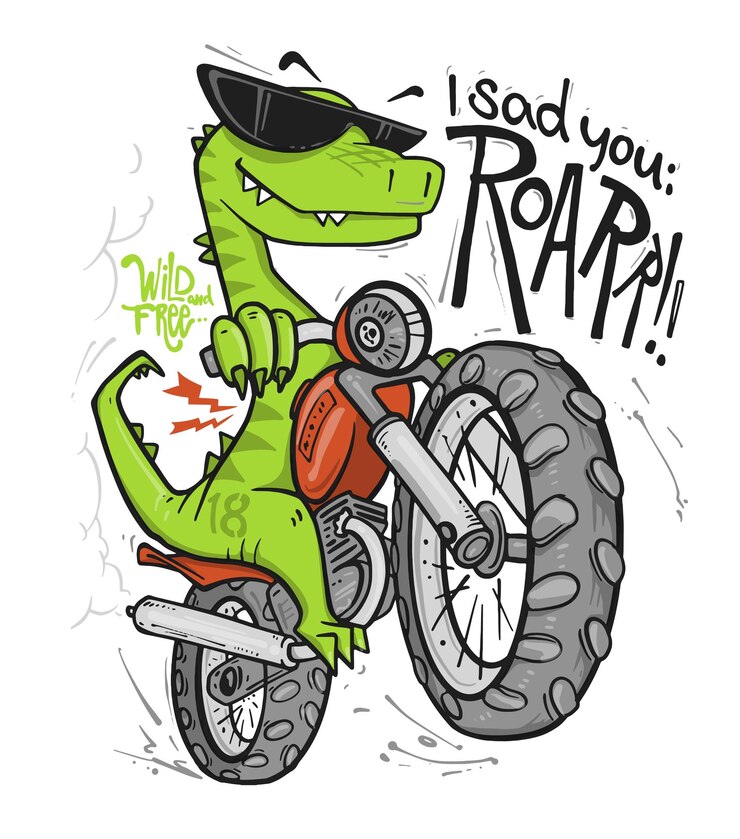 Wektor dinosaur jeżdżący na motocyklu