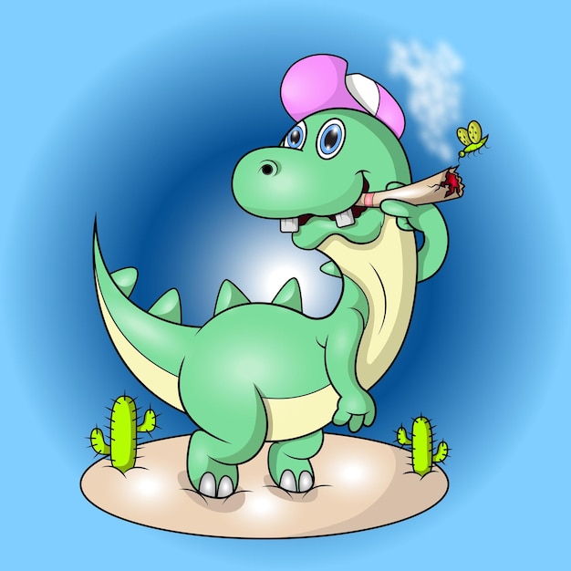 Dinozaur I Chrząszcz Palący Papierosa