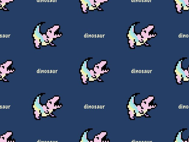Dinozaur Kreskówka Wzór Na Niebieskim Tle Styl Pikseli