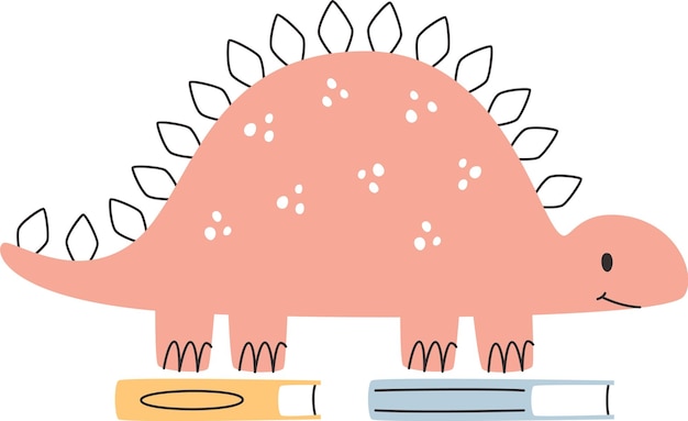 Plik wektorowy dinozaur stojący na książkach