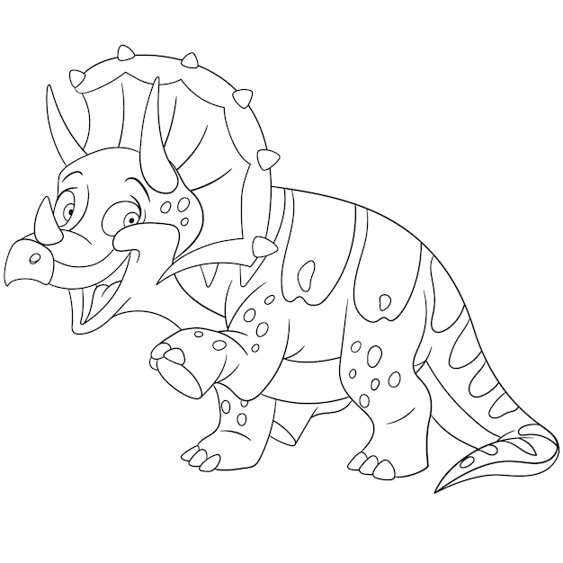 Dinozaur Triceratops. Książka Do Kolorowania Kreskówka Dla Dzieci.