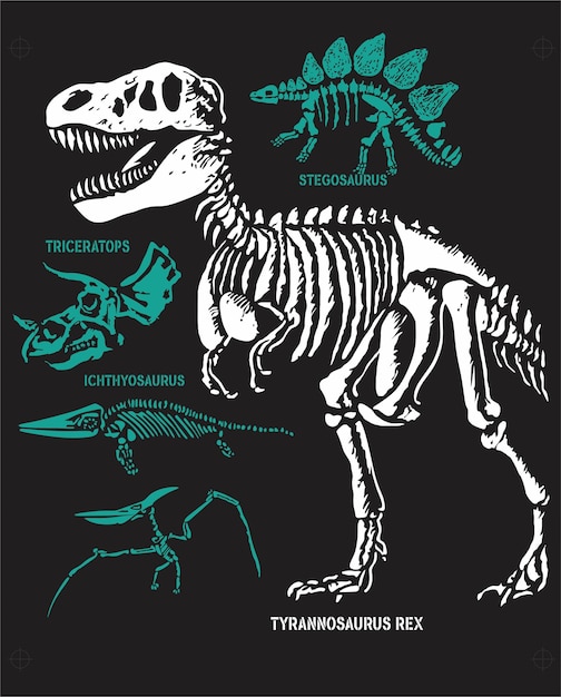 Plik wektorowy dinozaurios esqueltos dibujos ilustracja