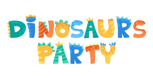 Dinozaury Party Napis Szablon Na Zaproszenie Karty Dla Dzieci Pozwala Plakat Imprezowy Z Uroczymi Dinozaurami
