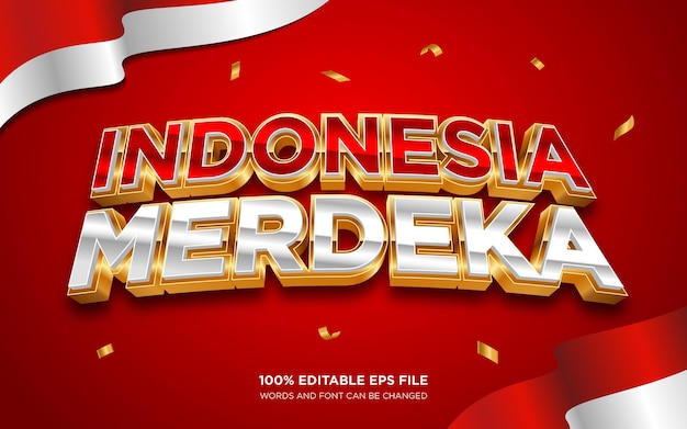 Dirgahayu Indonezja Merdeka 3d Edytowalny Efekt Stylu Tekstu