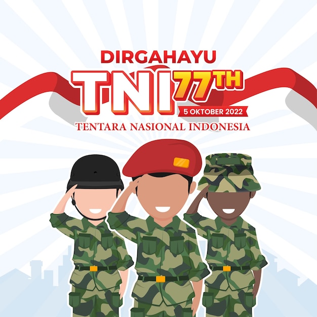 Dirgahayu Tentara Nasional Indonezja Z Białym Tłem