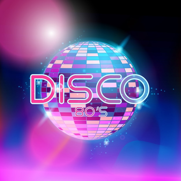 Disco neon design w stylu retro lat 80