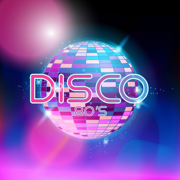 Disco Neon Design W Stylu Retro Lat 80