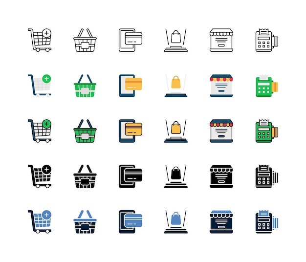 Discount Event Icon Cyber Monday Linia płaska wypełniona linia glif stały Ilustracja pakietu ikon