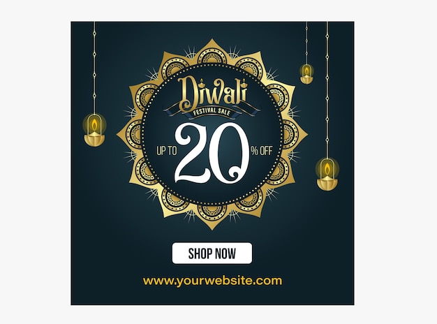 Diwali Festival Sale Zniżka Social Media Post Vector