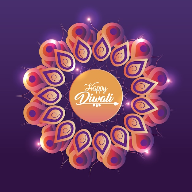 Plik wektorowy diwali festiwal z kwiat mandala i światła