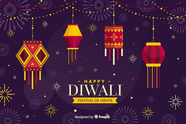 Diwali Tło W Płaskiej Konstrukcji