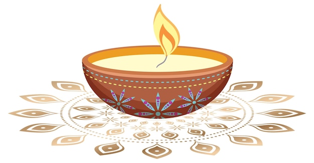 Diwali Zapala świecę Na Białym Tle