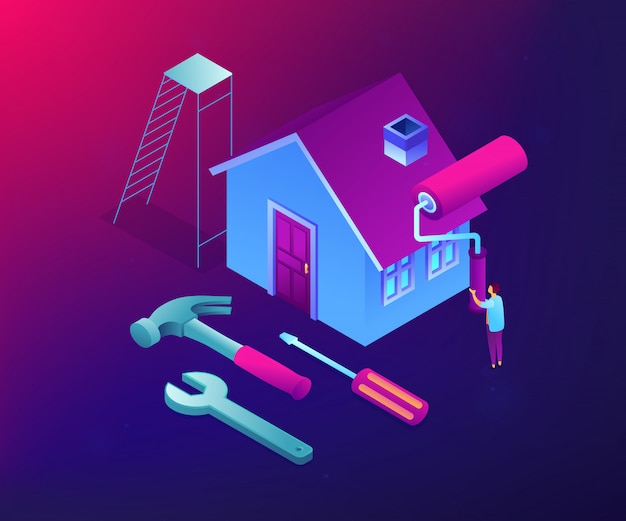 DIY naprawy pojęcia isometric ilustracja.